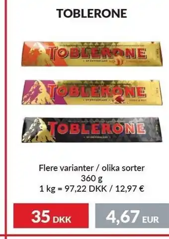 Nielsen's Discount Toblerone flere varianter tilbud