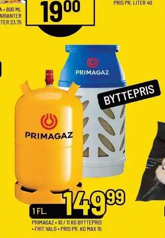 Priss 1 fl. primagaz - byttepris tilbud