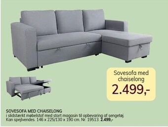 Daells Bolighus Sovesofa m. chaiselong tilbud