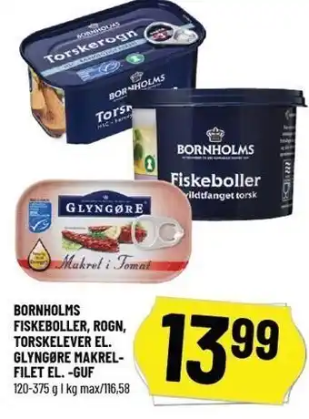 Bornholms fiskeboller, rogn, torskelever el. glyngøre makrelfilet el. guf