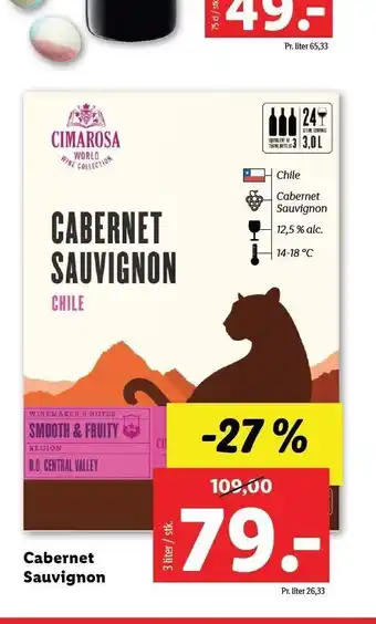 Lidl Cimarosa cabernet sauvignon tilbud