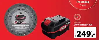 Lidl Parkside 20 v batteri 4 ah tilbud