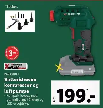 Parkside batteridreven kompressor og luftpumpe