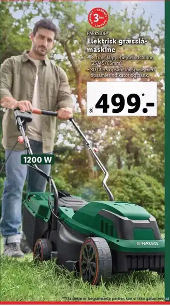 Lidl Parkside elektrisk græsslåmaskine tilbud