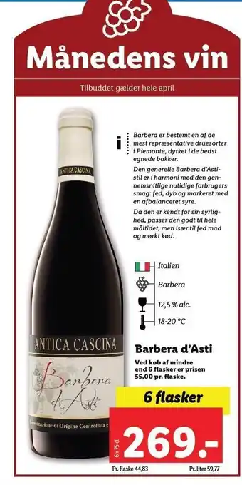 Lidl Antica cascina barbera d'asti tilbud