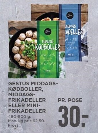 MENY Gestus middagskødboller, middagsfrikadeller eller minifrikadeller tilbud