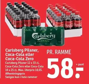 SPAR Carlsberg pilsner, coca-cola el. zero tilbud