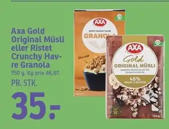 SPAR Axa gold original müsli eller ristet cunchy havre granola tilbud