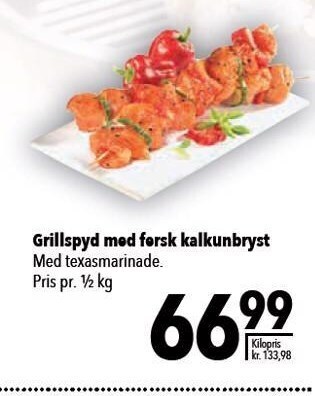 Grillspyd med fersk kalkunbryst