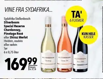 Citti Silverboom special reserve chardonnay, pinotage rosé eller shiraz merlot tilbud