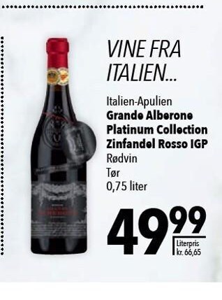 Citti Grande alberone platinum collection zinfandel rosso igp tilbud