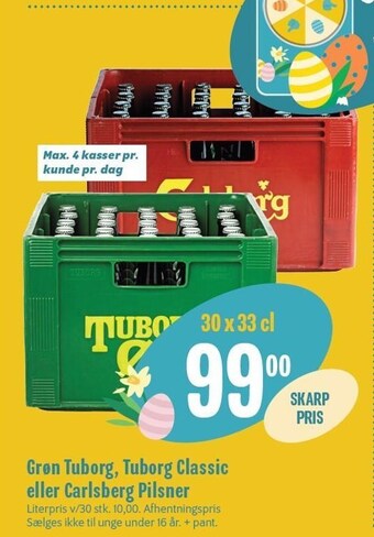 Min Købmand Grøn tuborg, tuborg classic el. carlsberg pilsner tilbud