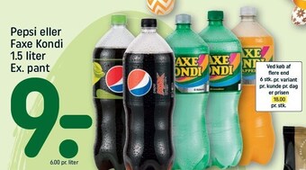 REMA 1000 Pepsi eller faxe kondi 1.5 liter tilbud