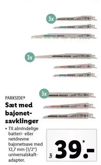 Lidl Parkside sæt med bajonetsavklinger tilbud