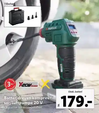 Lidl Parkside batteridreven kompressor/luftpumpe 20 v tilbud