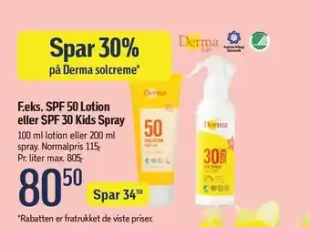 Føtex Spar 30% på derma solcreme tilbud