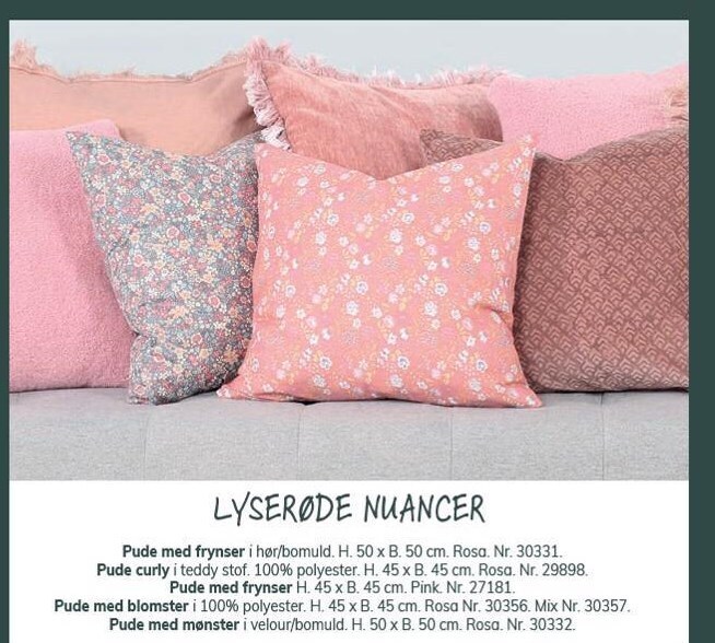 Daells Bolighus Pude med frynser, pude curly, pude med blomster el. pude med mønster tilbud