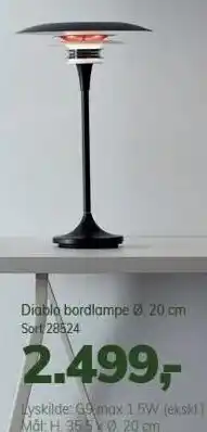 Daells Bolighus Diablo bordlampe ø. 20 cm tilbud