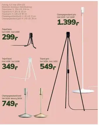Umage champagnestand gulv, tripod base, tripod bord, tripod gulv eller champagnestand bord
