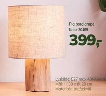 Daells Bolighus Pia bordlampe tilbud