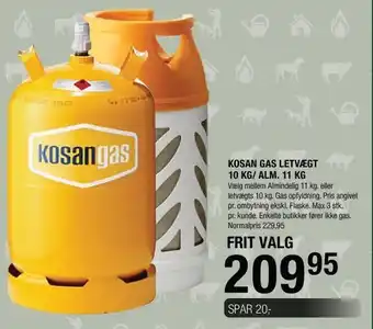 Kosan gas letvægt 10 kg/ alm. 11 kg