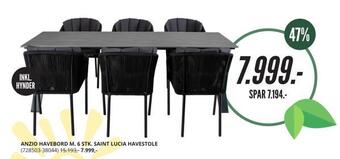 My Home Anzio havebord m. 6 stk. saint lucia havestole tilbud