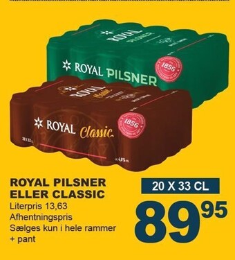 Let-Køb Royal pilsner eller classic tilbud