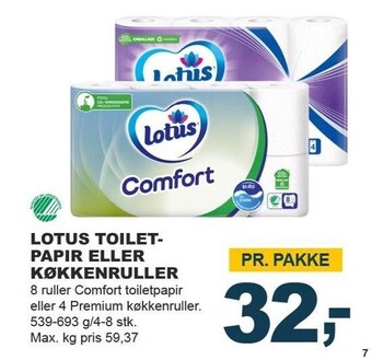 Let-Køb Lotus toiletpapir eller køkkenruller tilbud