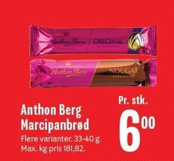 Min Købmand Anthon berg marcipanbrød tilbud