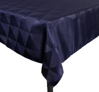 Borddug - blå - jacquard dug med mønster - 140x220 cm