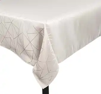 Borddug - 140x220 cm - jacquard dug med geometrisk mønster - sandfarvet - eksklusiv festdug