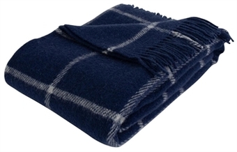 Home-tex Uldplaid - 100% ny norsk uld - thor blå - 130x200 cm - arctic tilbud