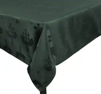Juledug - 140x240 cm - grøn med hjerter - jacquardvævet borddug - eksklusiv dug