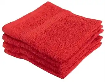 Vaskeklud - 30x30 cm - 4-pak - rød - 100% bomuld - vasklude fra by borg