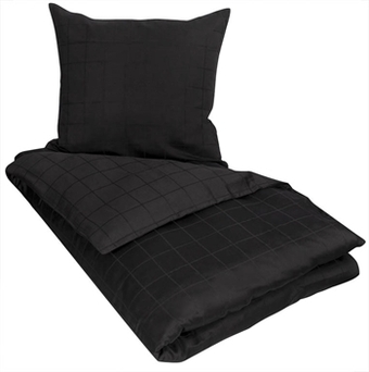 King size sengetøj 240x220 cm - check black - 100% bomuldssatin sengetøj - by night dobbelt dynebetræk