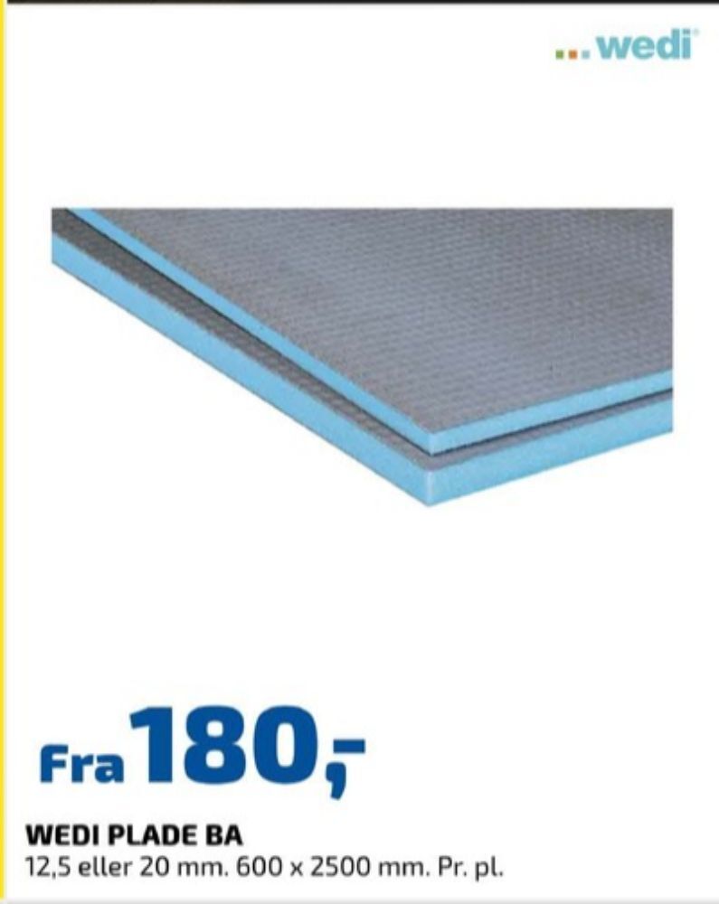 Wedi vådrumsplade tilbud hos Davidsen