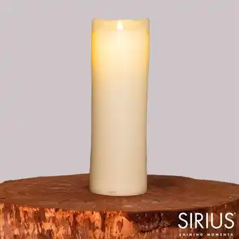 Modström Sirius sara led-bloklys ø 10 x 30 cm, mandelfarvet, og med bevægelig flamme tilbud