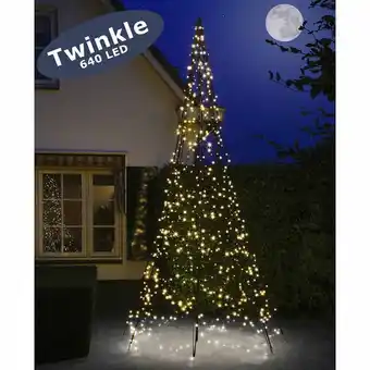 Fairybell 4 meter højt led juletræ med 640 led’er i varm hvid, med twinkle effekt og inklusiv stang  (returprodukt)