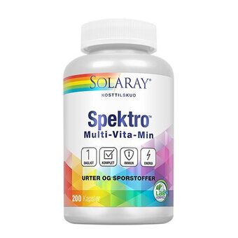 Helsam Solaray spektro multi-vita-min m. jern og k2 - 200 kap tilbud