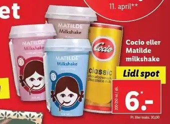 Lidl Cocio eller matilde milkshake tilbud