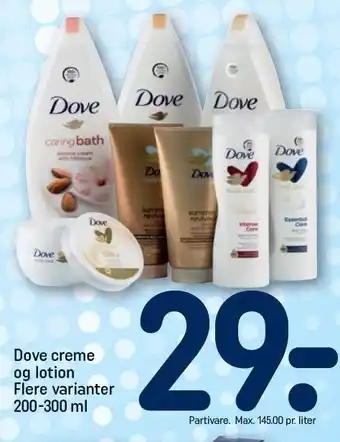REMA 1000 Dove creme og lotion tilbud