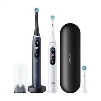 Punkt1 Oral-b io8 duo pack dobbelt pakke el-tandbørste, alabaster white/black onyx tilbud