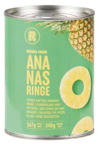REMA 1000 Ananasringe, 340 g tilbud