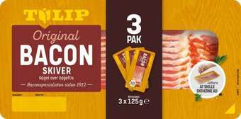 REMA 1000 Bacon i skiver 3 pak., 375 g tilbud