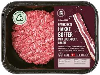 REMA 1000 Hk. bøffer m/bacon, 250 g tilbud