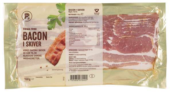 Rema 1000 Bacon i skiver, 150 g tilbud