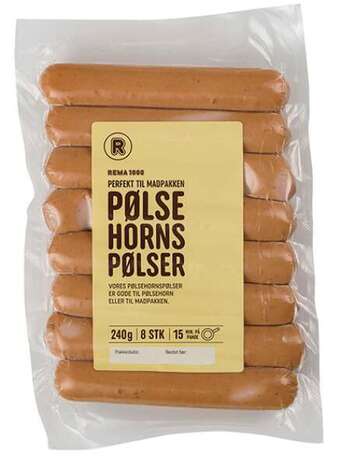 Rema 1000 Pølsehornspølser, 240 g tilbud