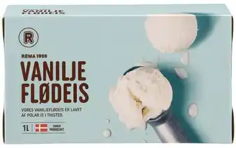 REMA 1000 Vanilje flødeis, 1 l tilbud