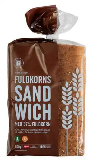REMA 1000 Fuldkornssandwich, 500 g tilbud