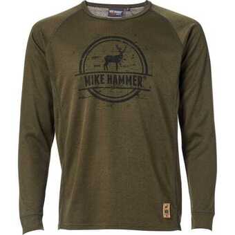 Land & Fritid Mike hammer langærmet t-shirt, oliven tilbud